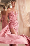 Satin Serenity: Enchanting Strapless Grace  MyBisi   