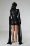 Lustrous Starlight Sequin Elegance Romper black outfits Fall   