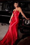 Satin Serenity: Enchanting Strapless Grace  MyBisi   